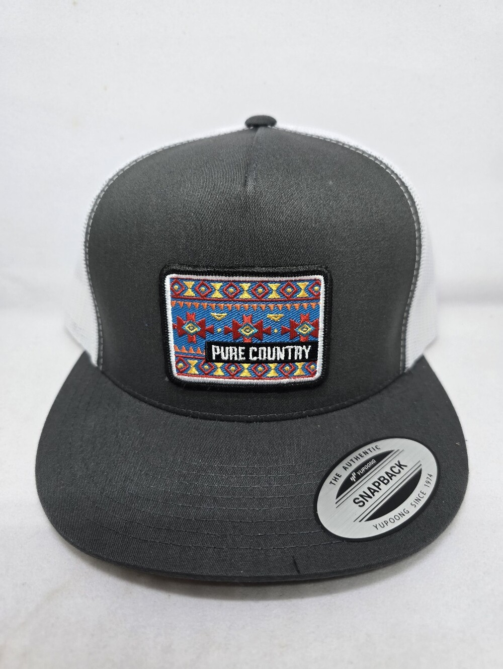 🤠 Pure Country Southwestern Trucker Hat Charcoal White Mesh Snapback Adjustable